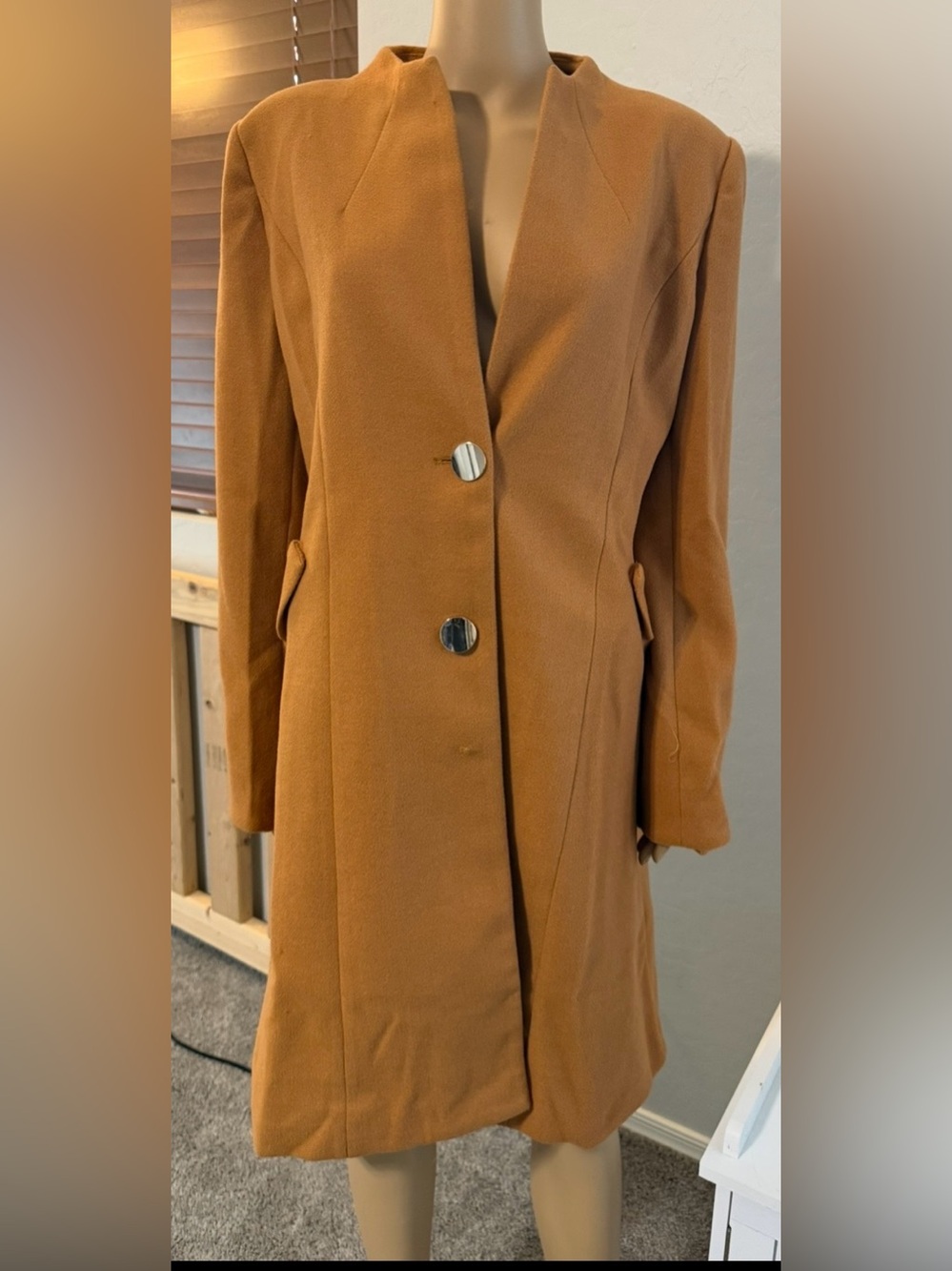 $9 Classic Women's Camel Button-Front Coat New $9 WHEN BUNDLED WITH 3 OR MORE